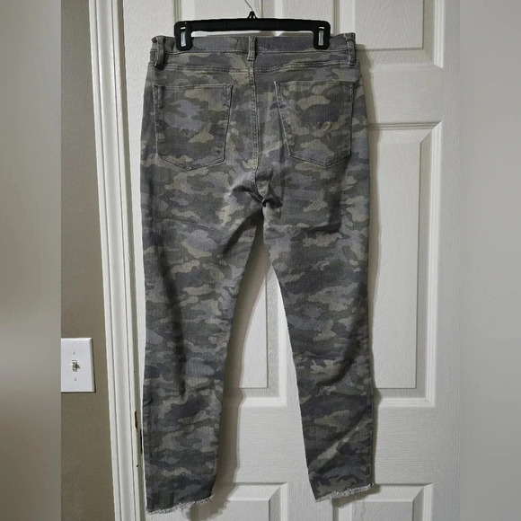 Hudson Barbara Super Skinny High Rise Camo Print Jeans w/Stretch, Raw Hem, EUC! - Picture 7 of 14